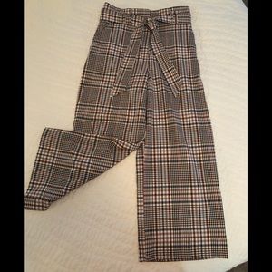 H&M Plaid Wide Leg Crop Pants SZ 6